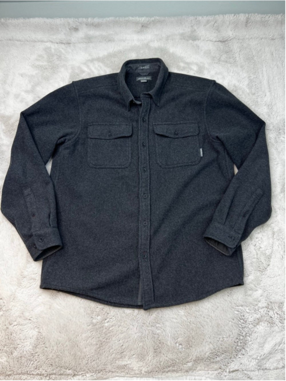 Eddie Bauer Wool Shacket Shirt Jacket Medium Relaxed Fit Casual Button Down